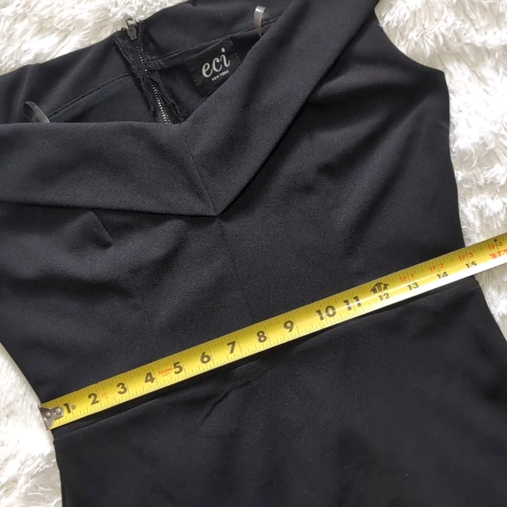 Eci Black Off The Shoulder Wide Neck Fitted Bodycon Sheath Dress Size 8